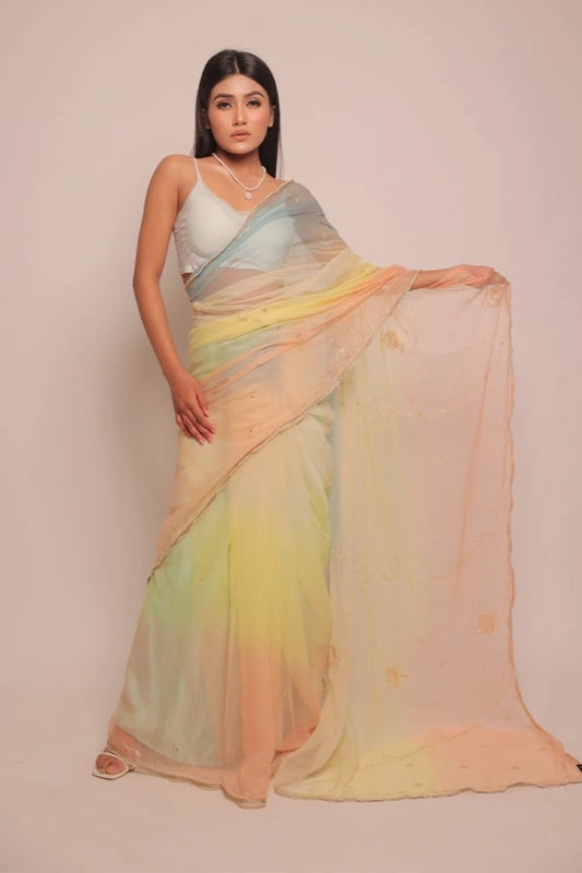 Rang Multani - Pure Chiffon Multi Color Saree
