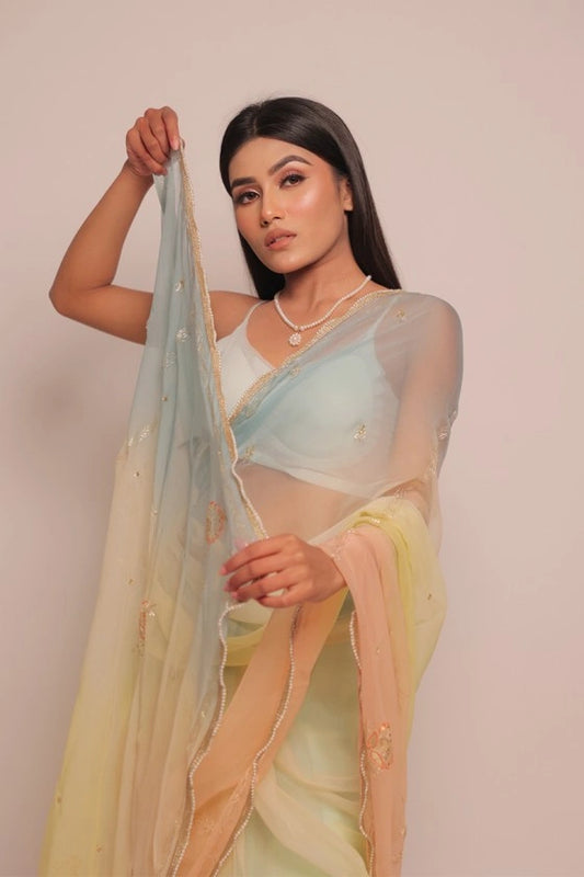 Rang Multani - Pure Chiffon Multi Color Saree