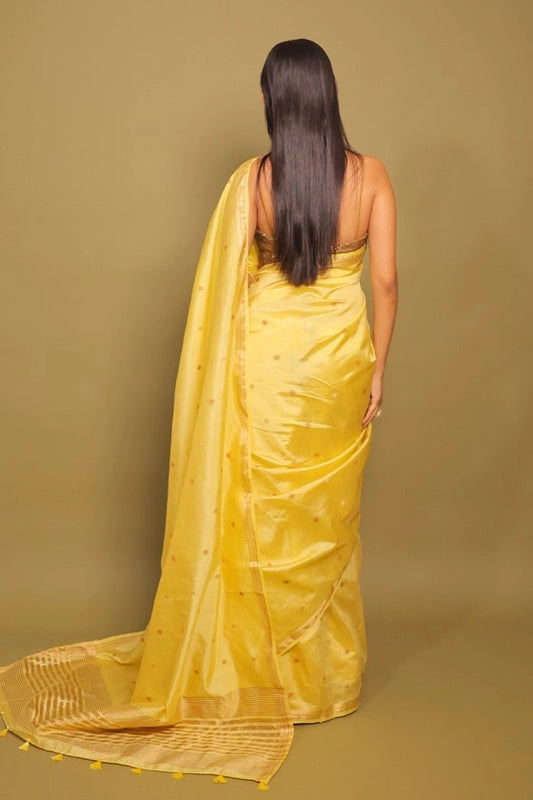 Corn Field - Mysore Raw Silk Yellow Saree